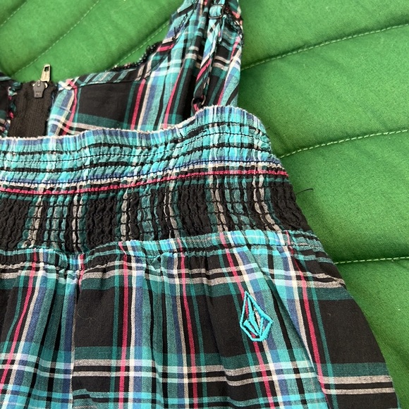 NWT VTG Volcom 90s grunge Bentley dress. Blue, pink and black plaid. Zip front - Picture 5 of 8